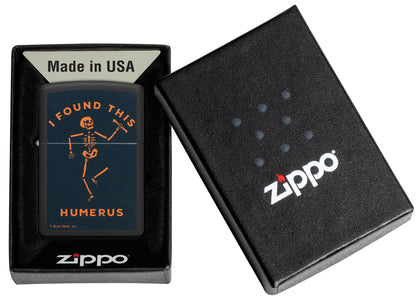 Zippo Buck Wear™ Humerus Design Black Matte Windproof Lighter in its packaging.