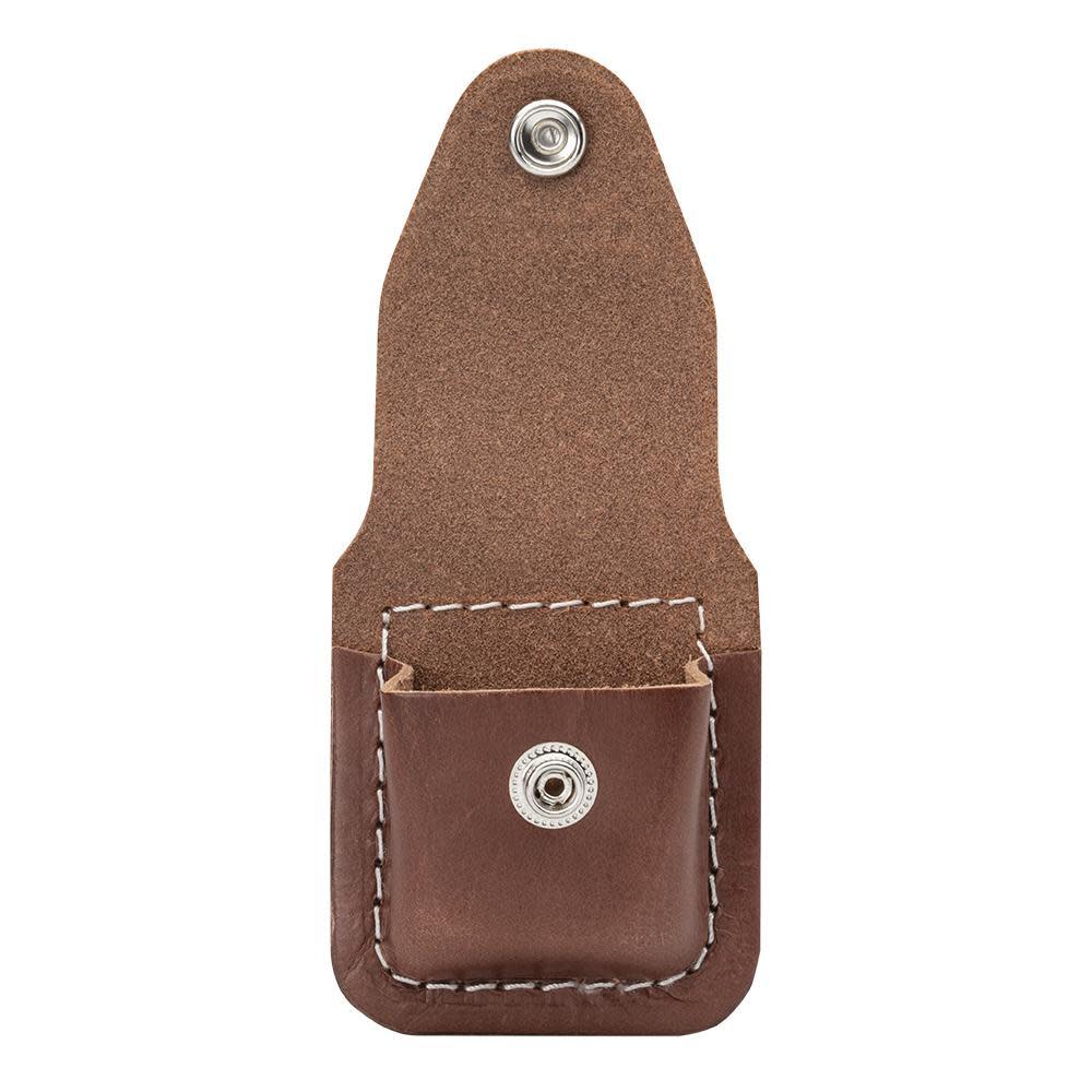 Brown Lighter Pouch- Clip with the clip and flap lifted open