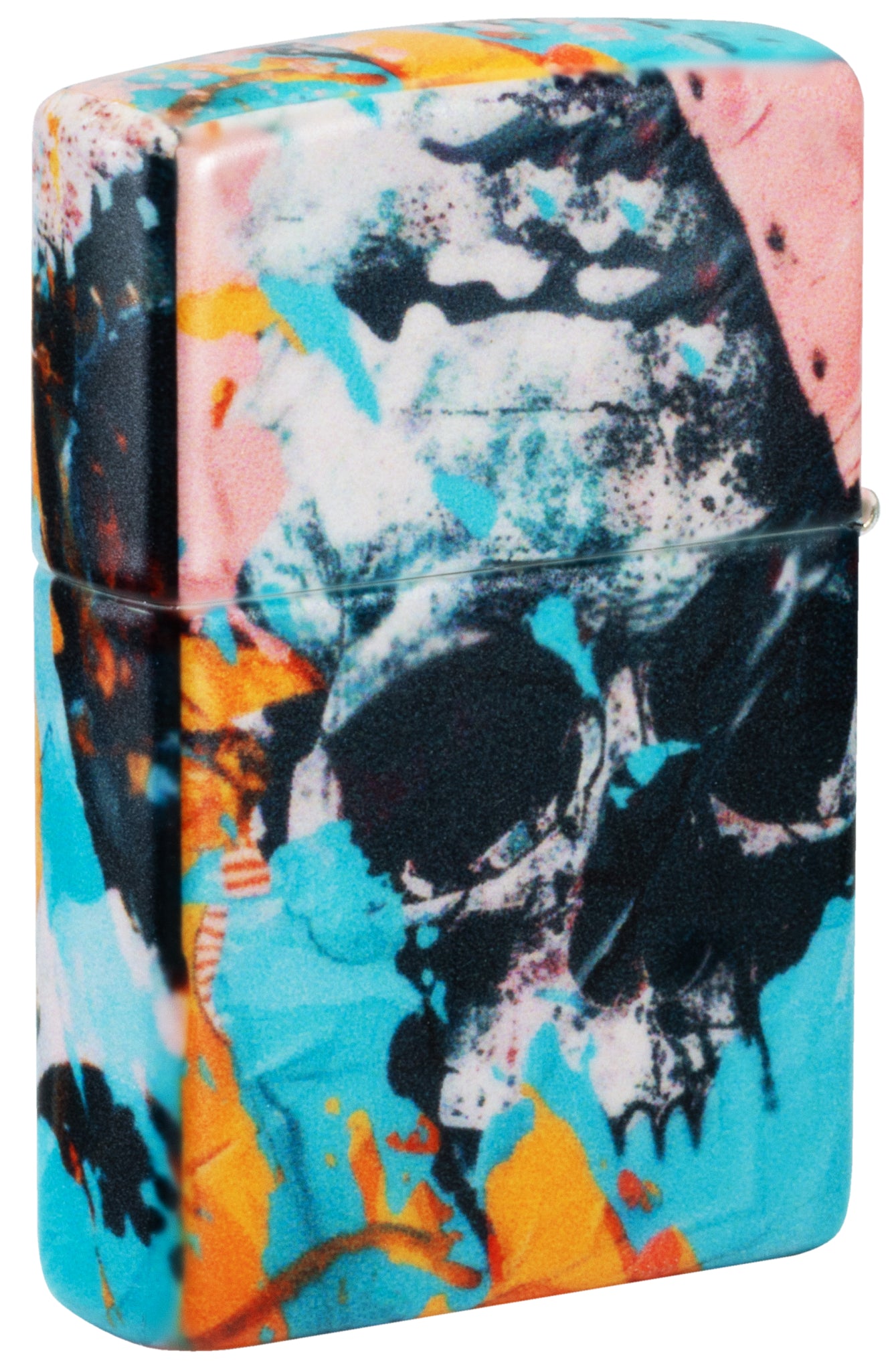 Back view of Zippo Graffiti Skull Design 540 Matte Windproof Lighter standing at a 3/4 angle.