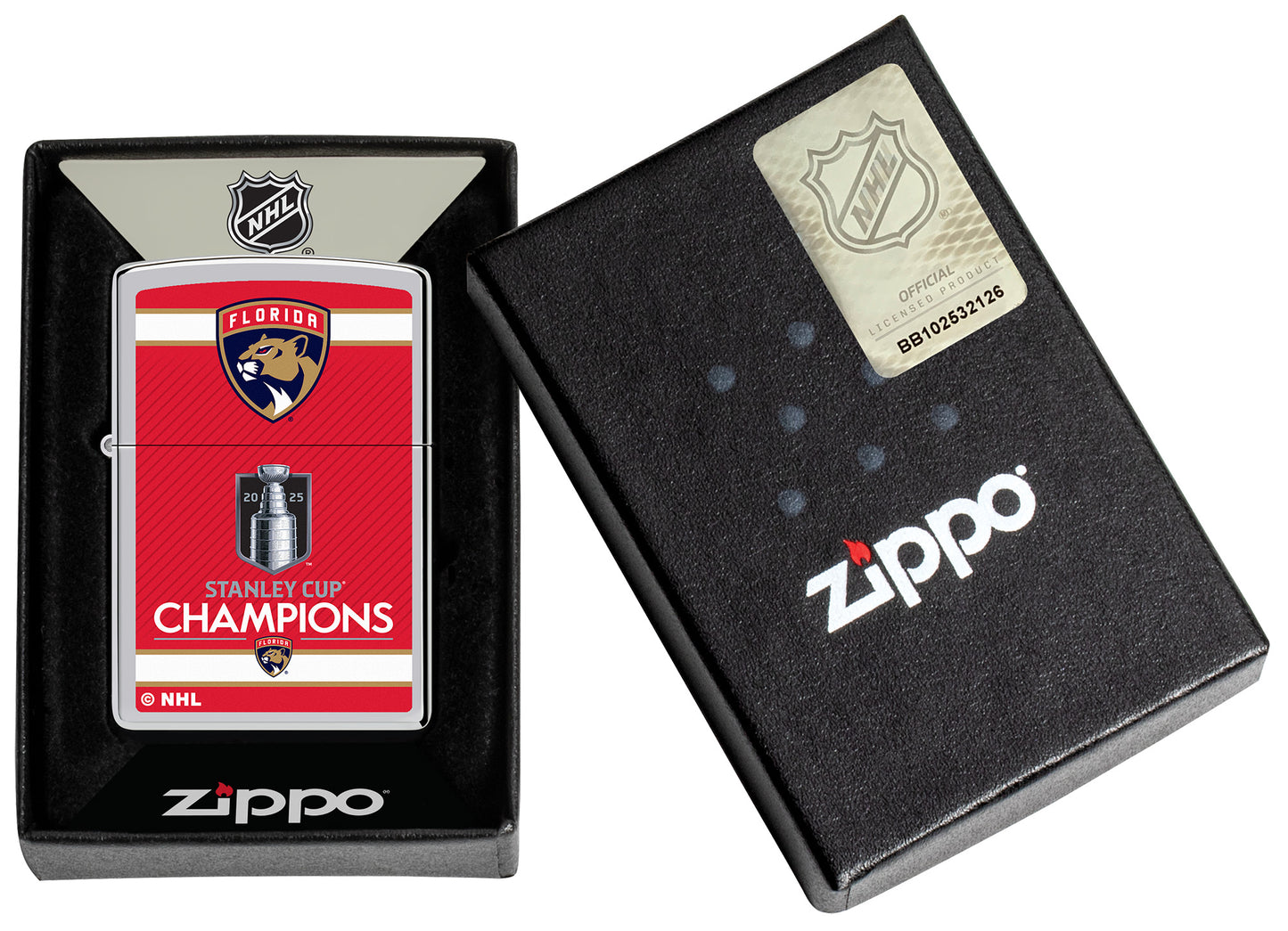 2025 Stanley Cup® Champions Florida Panthers Windproof Lighter in its packaging.