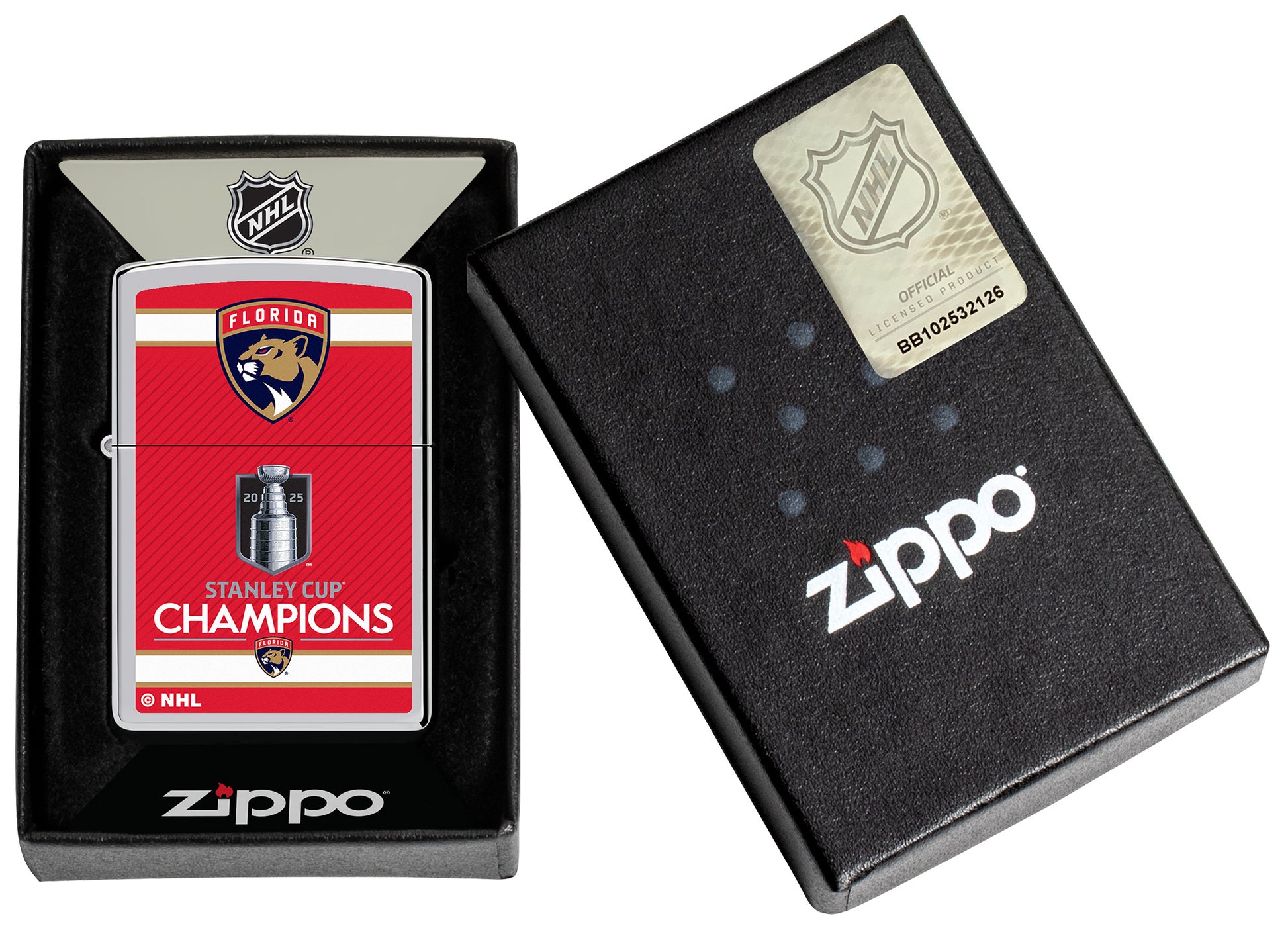 2025 Stanley Cup® Champions Florida Panthers Windproof Lighter in its packaging.