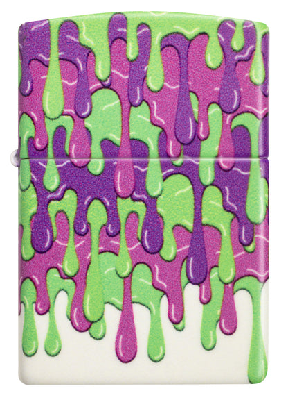 Front view of Zippo Glowing Slime Design Glow in the Dark Windproof Lighter.

