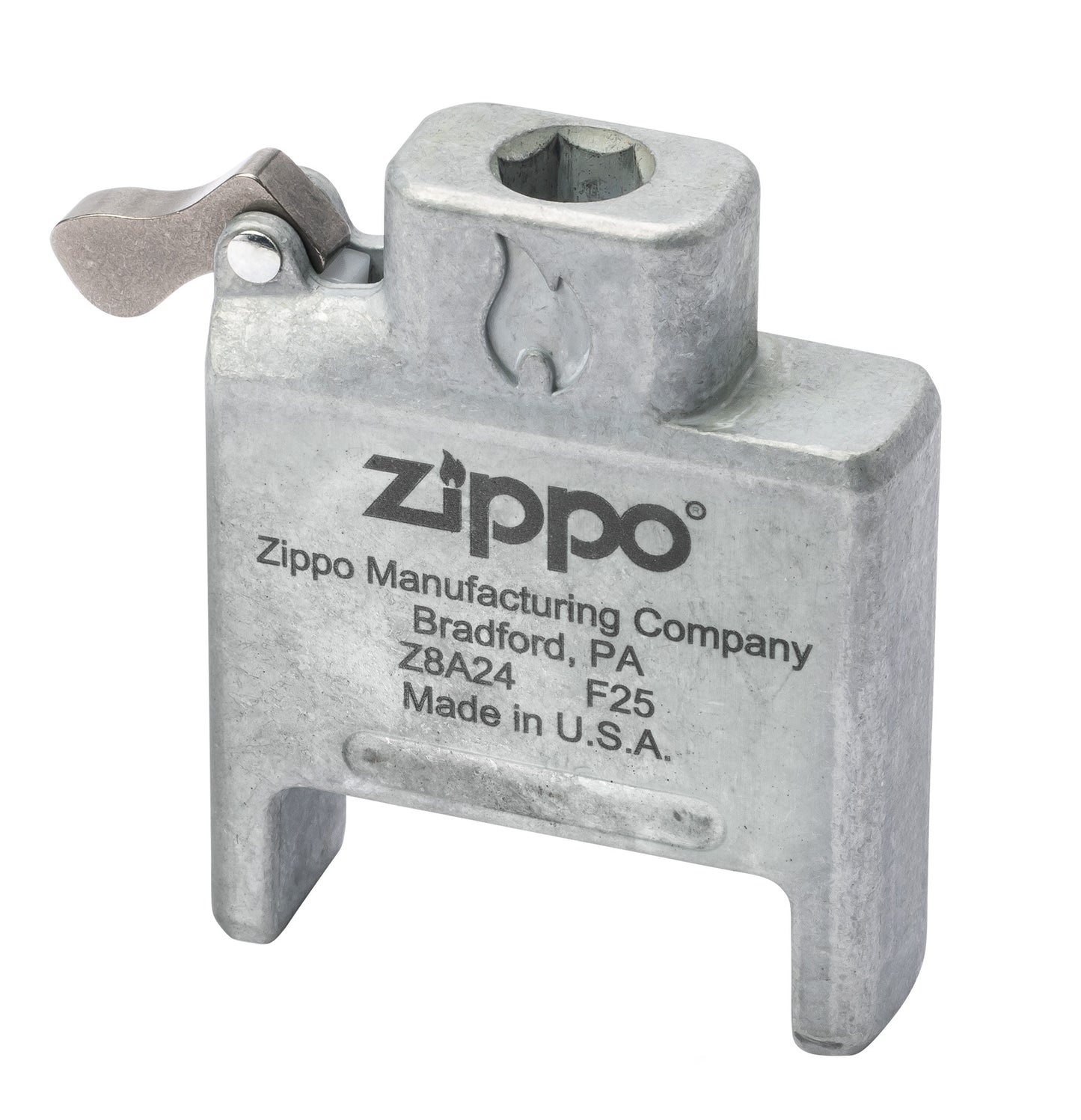 Zippo Bit Safe USA 4-in-1 Screwdriver Lighter Insert standing at a 3/4 angle empty.