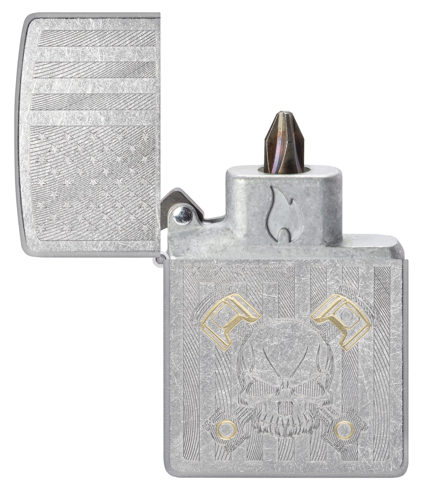 Zippo American Skull Bit Safe Design Windproof Lighter open