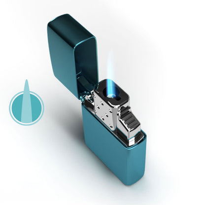 Single Torch Butane Lighter Insert Top View in Case (Sold Separately) lit.