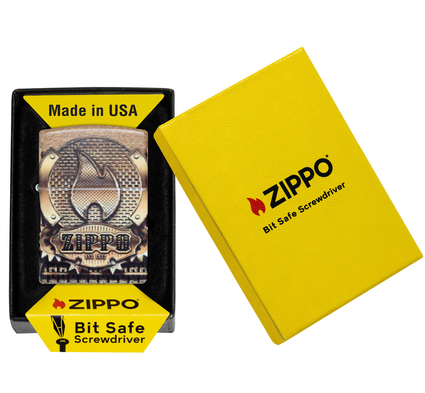 Zippo Glowing Gears Design Glow in the Dark Windproof Lighter bit safe packaging